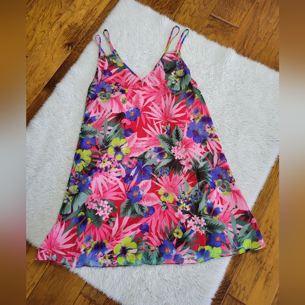 Buddy Love Marylou Dress Tropical Floral Butterflies Lined Sleeveless Short